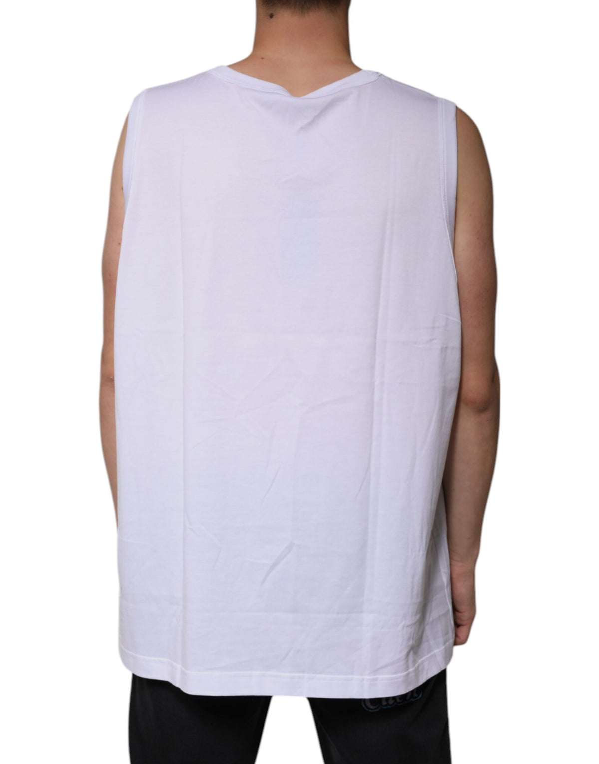 Débardeur blanc en coton sans manches et à col rond de Dolce &amp; Gabbana
