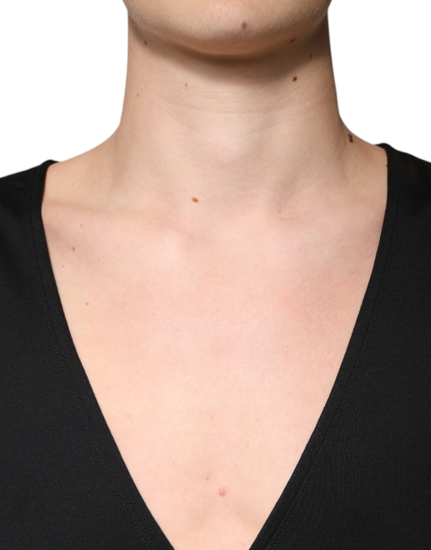 T-shirt à manches courtes en coton noir à col en V de Dolce & Gabbana