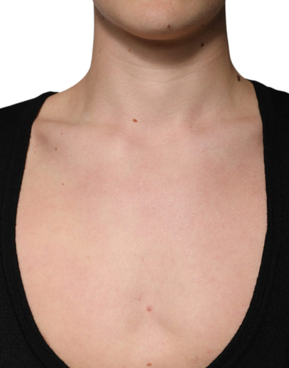 Pull en laine à col rond noir de Dolce & Gabbana