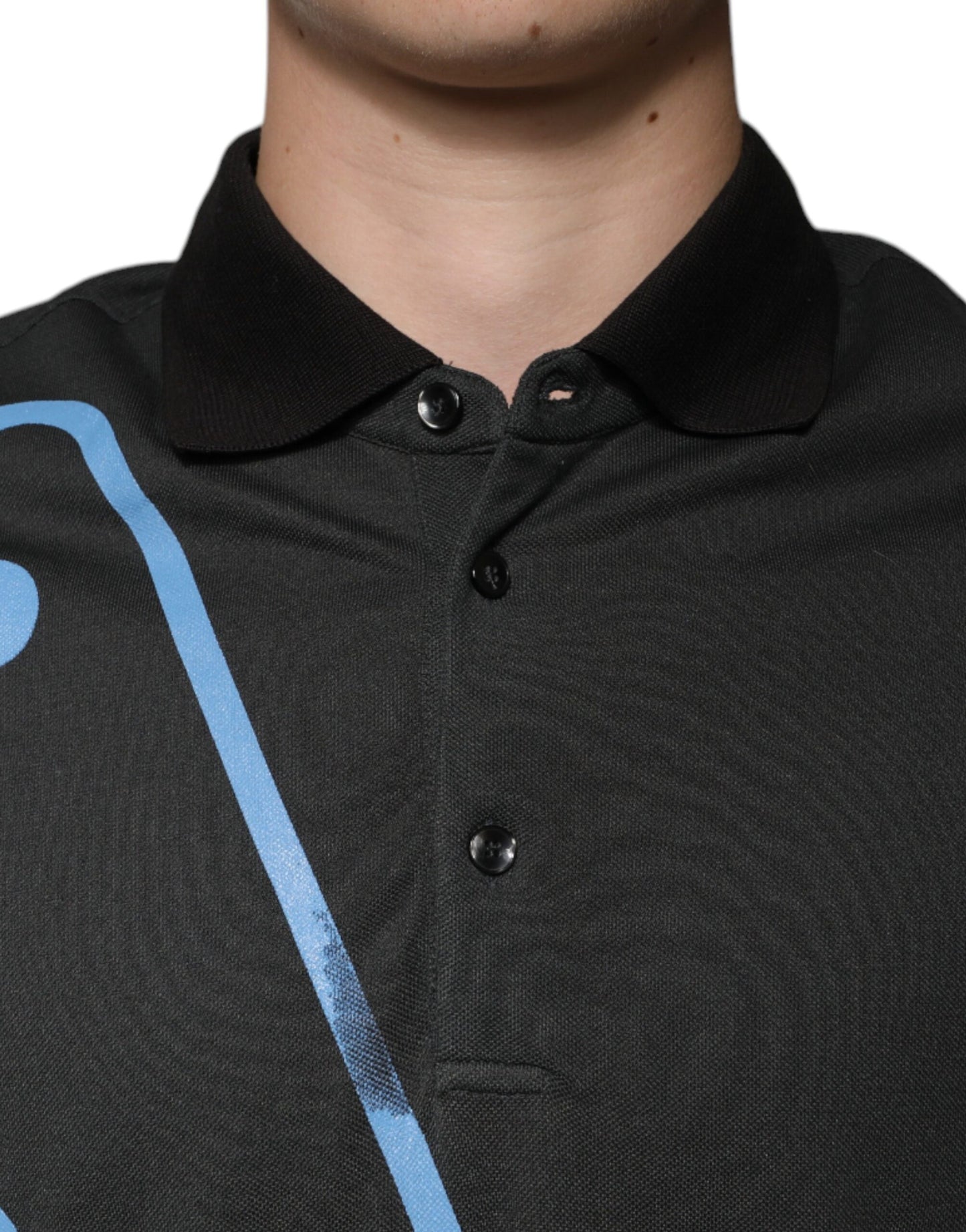 Dolce & Gabbana zwart poloshirt van katoen met logo-print en kraag.