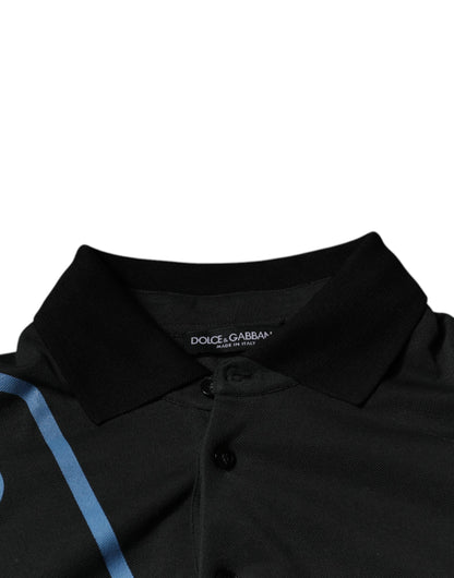 Dolce & Gabbana zwart poloshirt van katoen met logo-print en kraag.