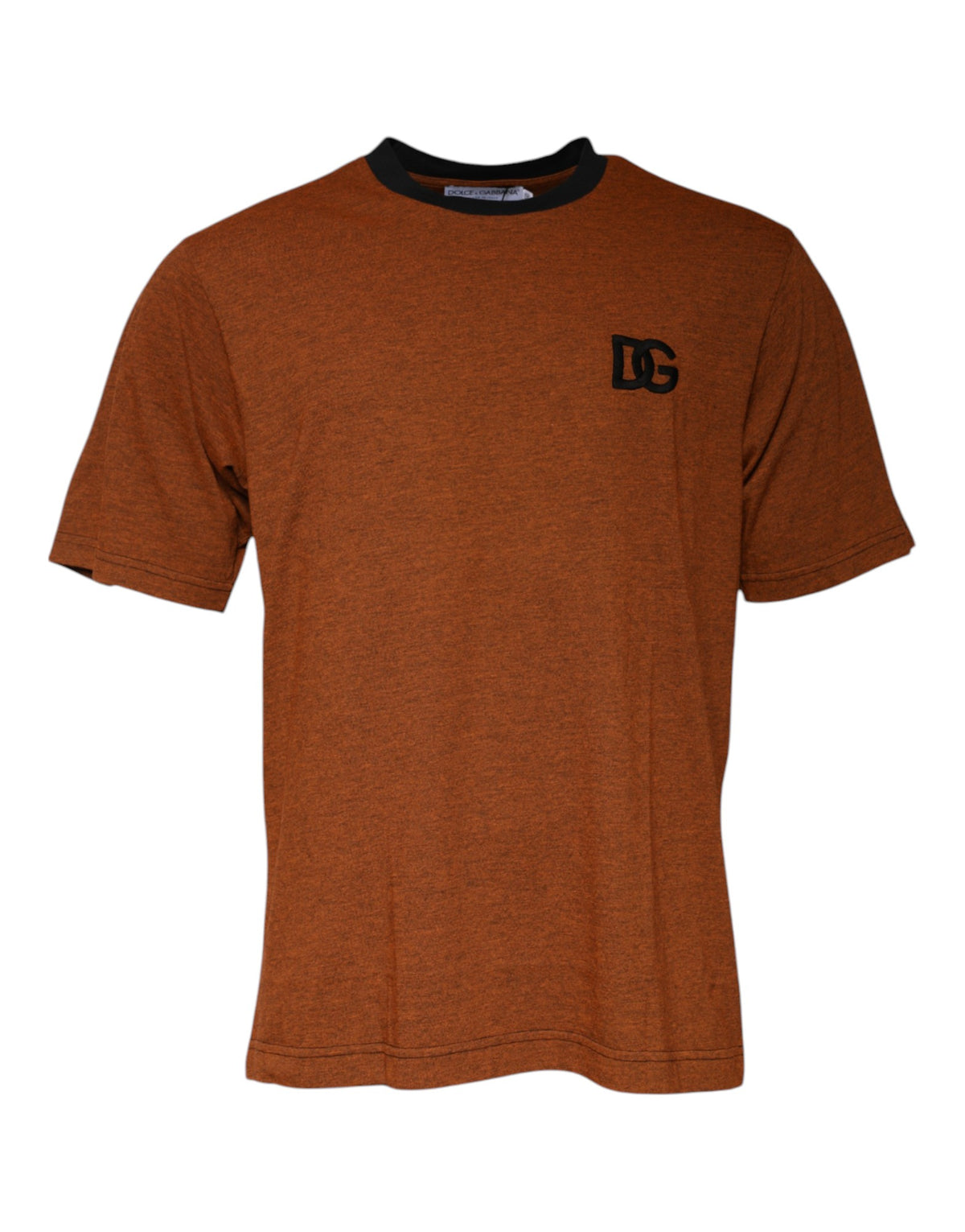 T-shirt à col rond en polyester brun avec logo DG de Dolce &amp; Gabbana