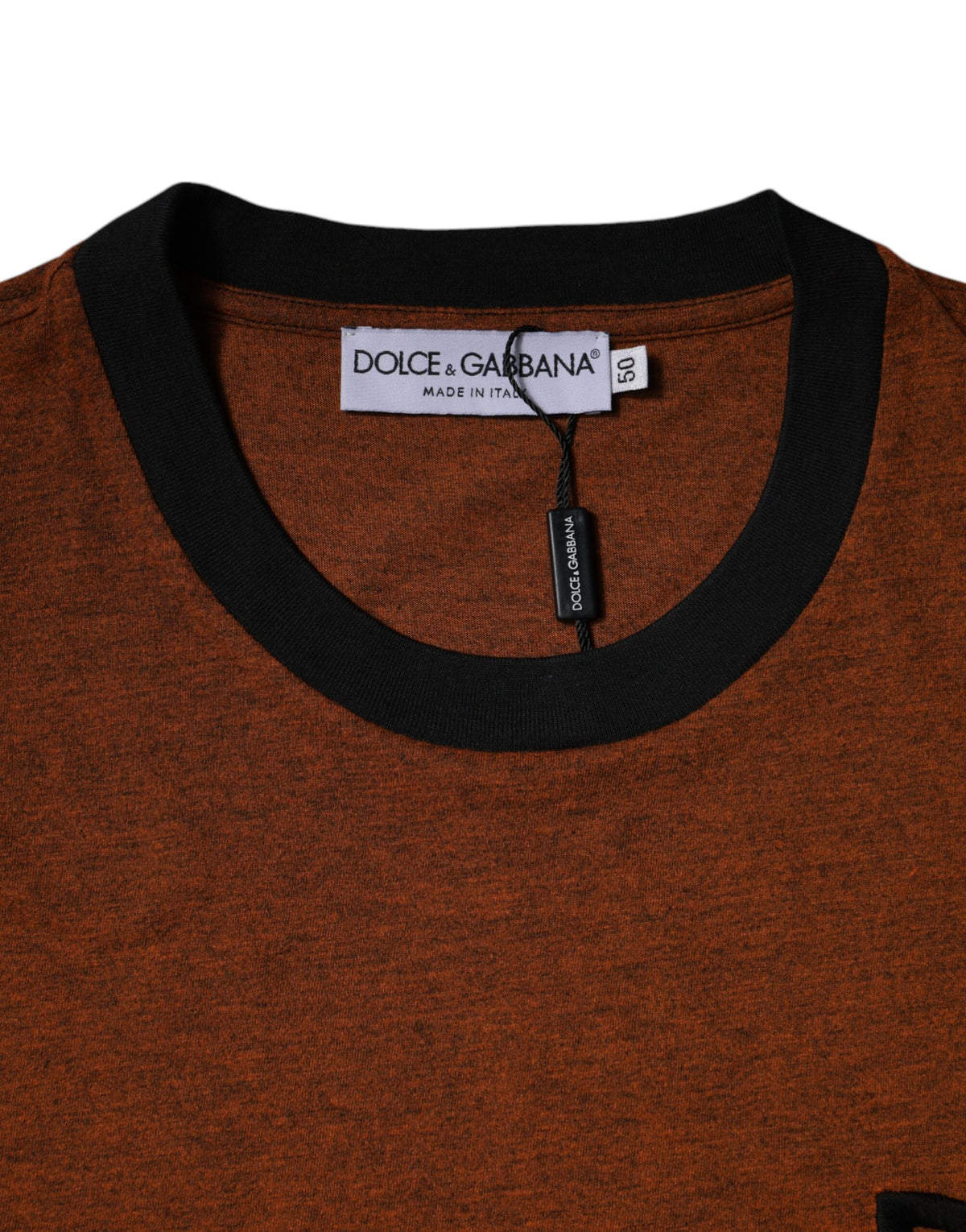 T-shirt à col rond en polyester brun avec logo DG de Dolce &amp; Gabbana