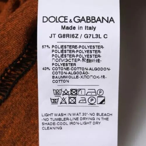 T-shirt à col rond en polyester brun avec logo DG de Dolce &amp; Gabbana