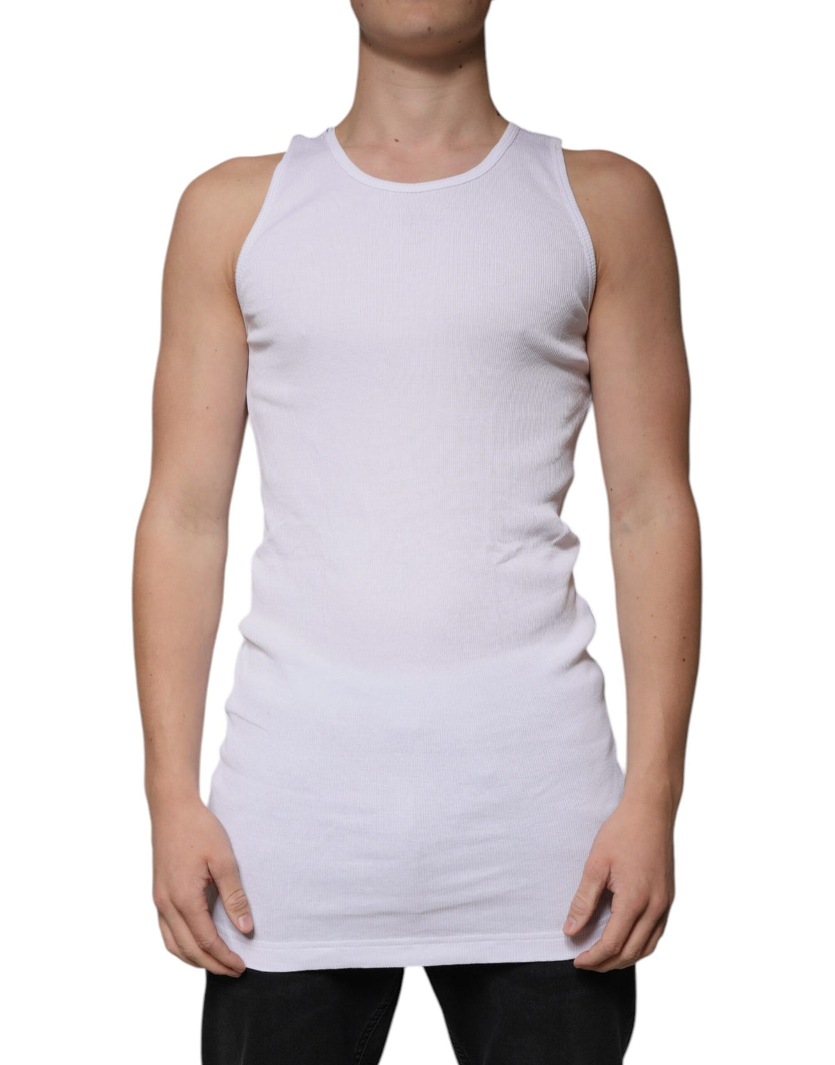 Débardeur blanc en coton sans manches et à col rond de Dolce &amp; Gabbana