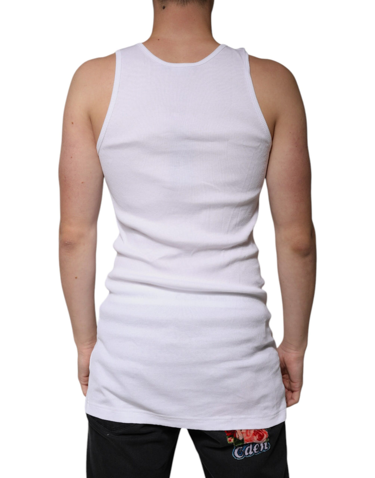 Débardeur blanc en coton sans manches et à col rond de Dolce &amp; Gabbana
