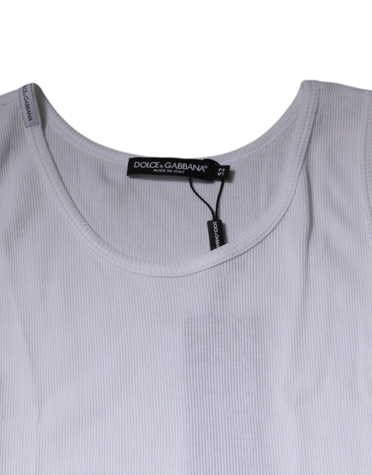 Débardeur blanc en coton sans manches et à col rond de Dolce & Gabbana