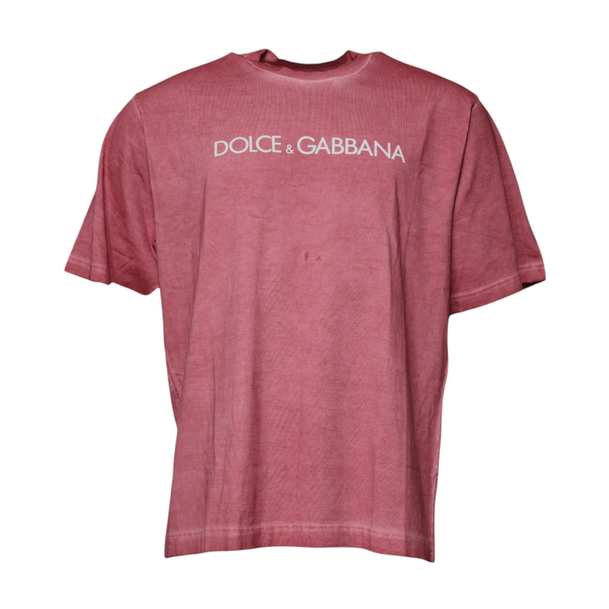 T-shirt en coton à col rond avec imprimé du logo rose de Dolce &amp; Gabbana