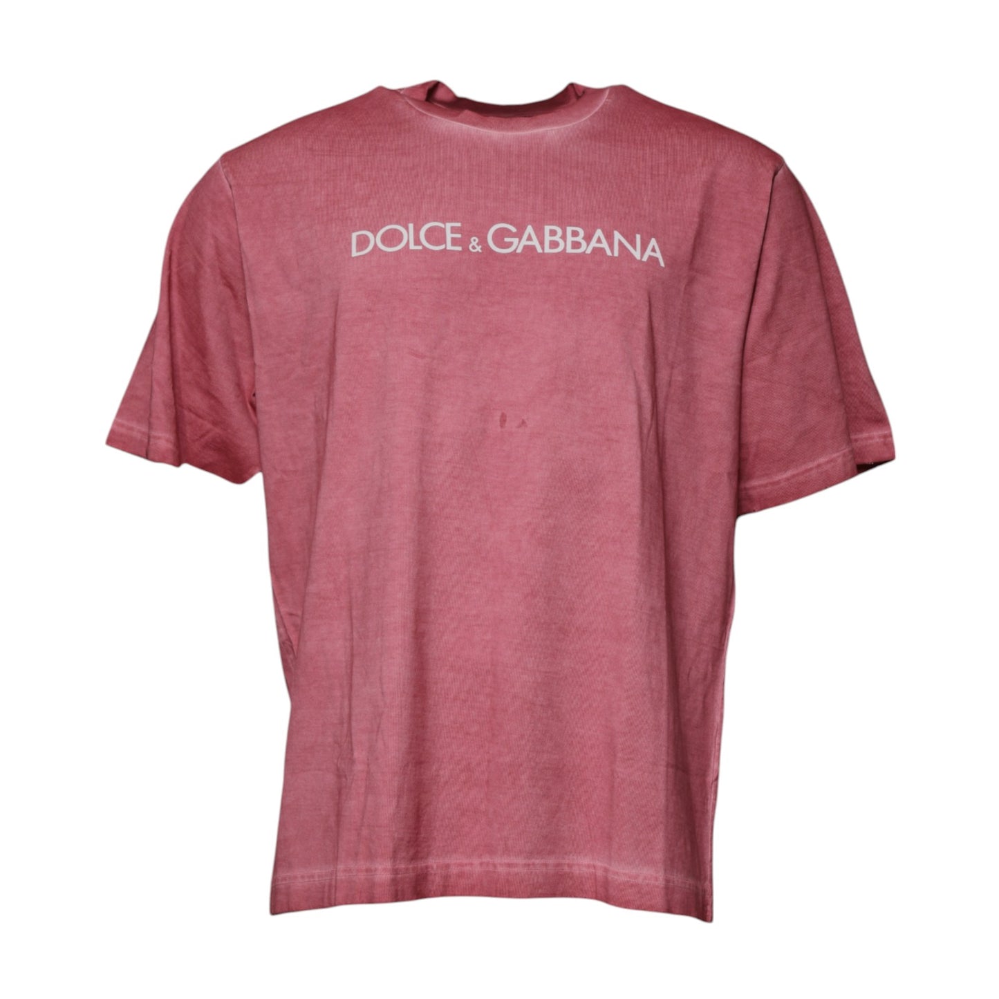 T-shirt en coton à col rond avec imprimé du logo rose de Dolce &amp; Gabbana