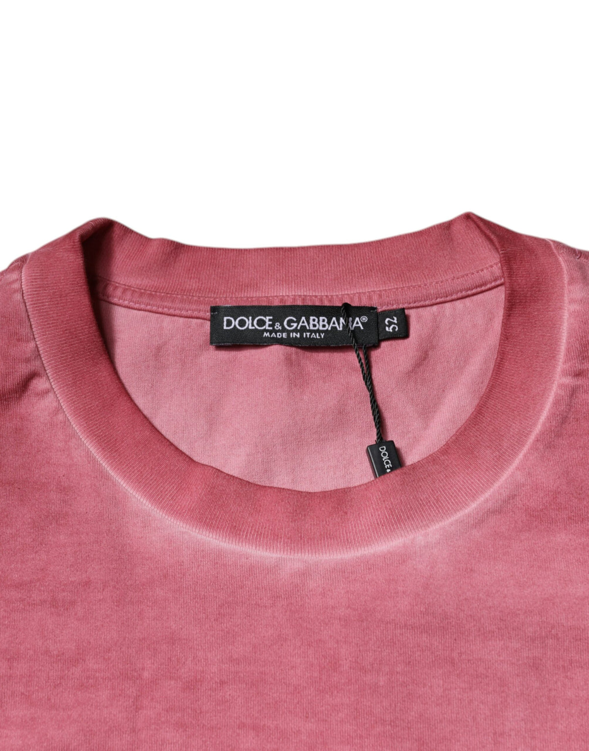 T-shirt en coton à col rond avec imprimé du logo rose de Dolce &amp; Gabbana