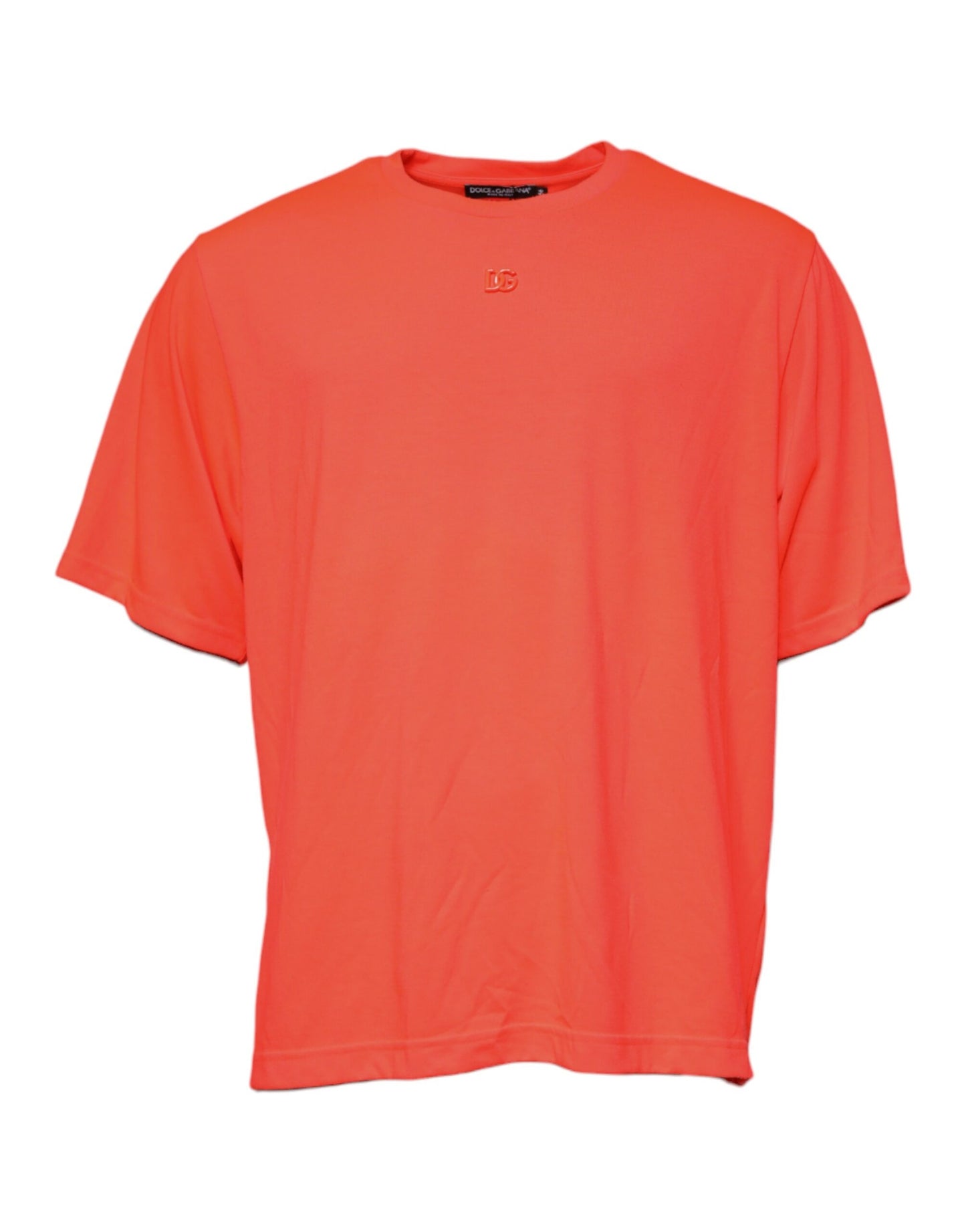 Dolce & Gabbana oranje logo crewneck T-shirt van polyester