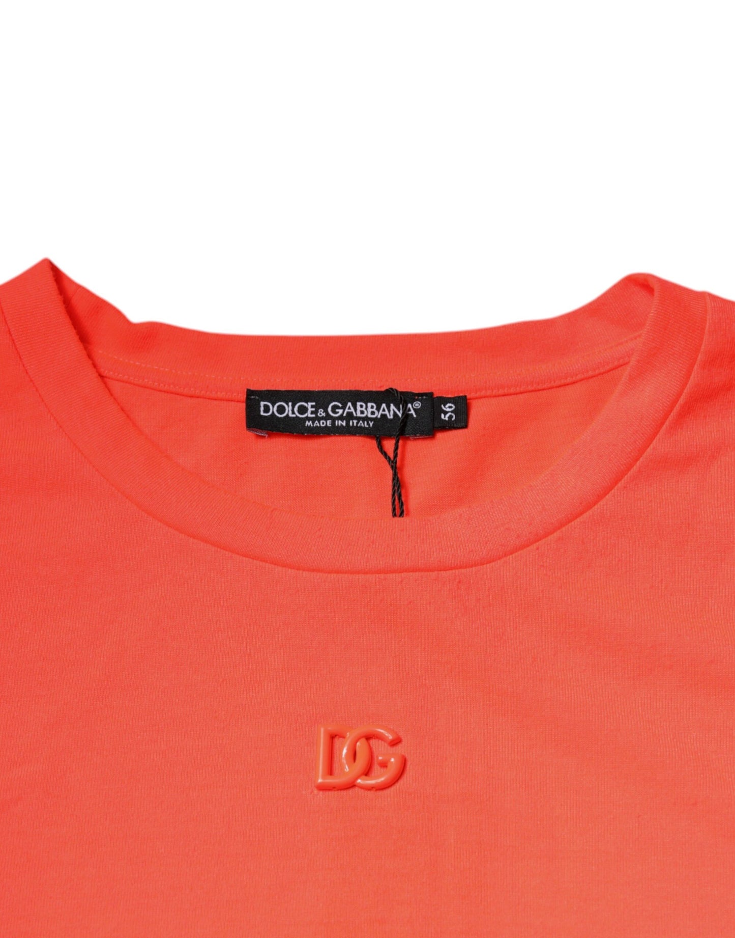 Dolce & Gabbana oranje logo crewneck T-shirt van polyester