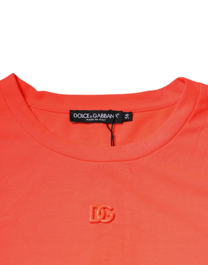 Dolce & Gabbana oranje logo crewneck T-shirt van polyester