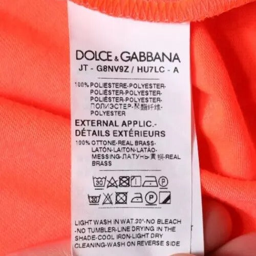 T-shirt à col rond en polyester avec logo orange de Dolce &amp; Gabbana