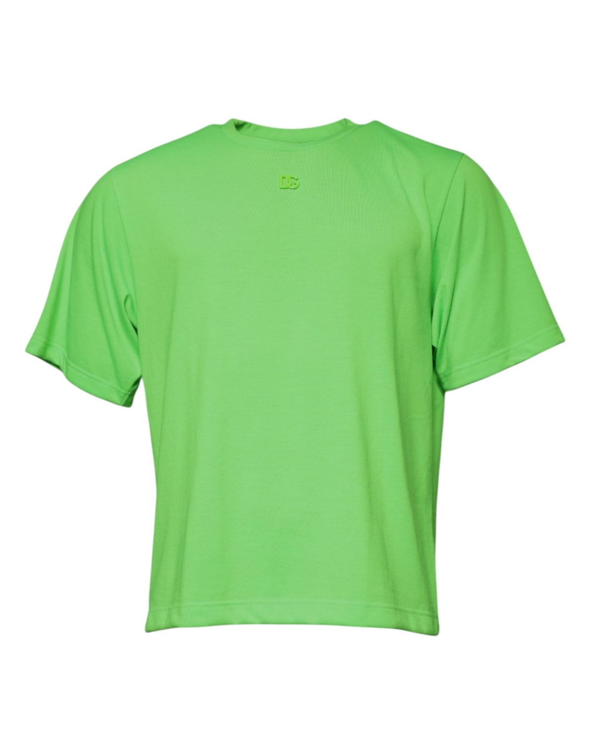 T-shirt à col rond en polyester vert avec logo Dolce &amp; Gabbana