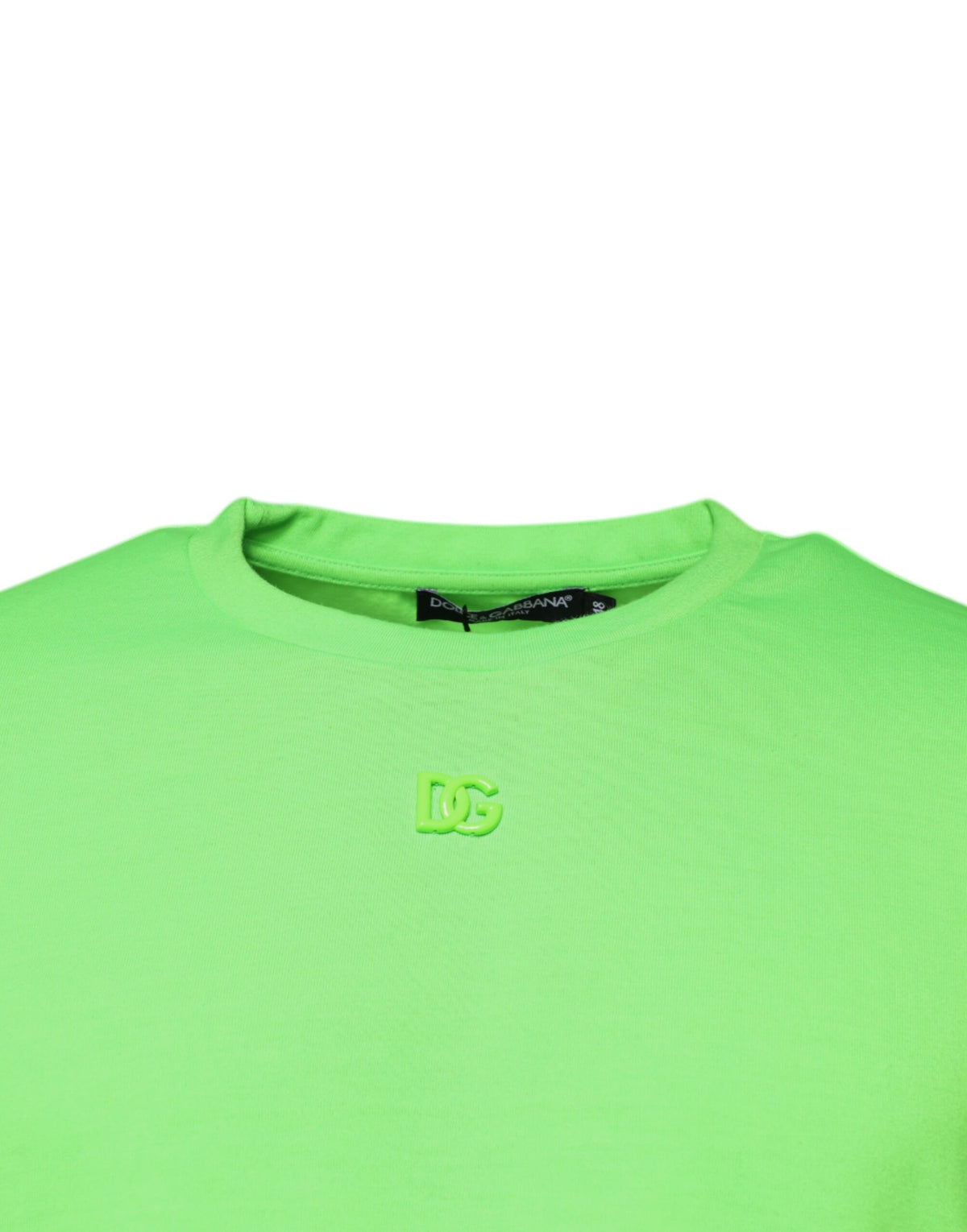 T-shirt à col rond en polyester vert avec logo Dolce &amp; Gabbana