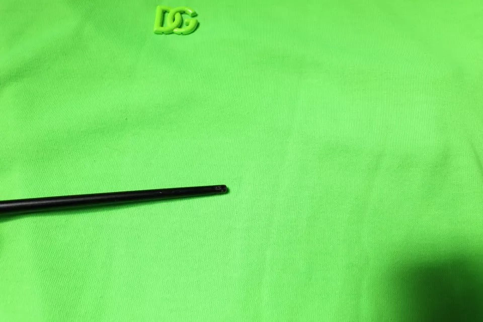 T-shirt à col rond en polyester vert avec logo Dolce &amp; Gabbana