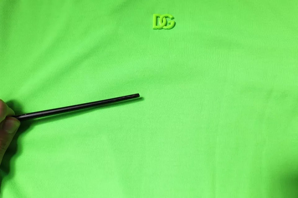 T-shirt à col rond en polyester vert avec logo Dolce &amp; Gabbana