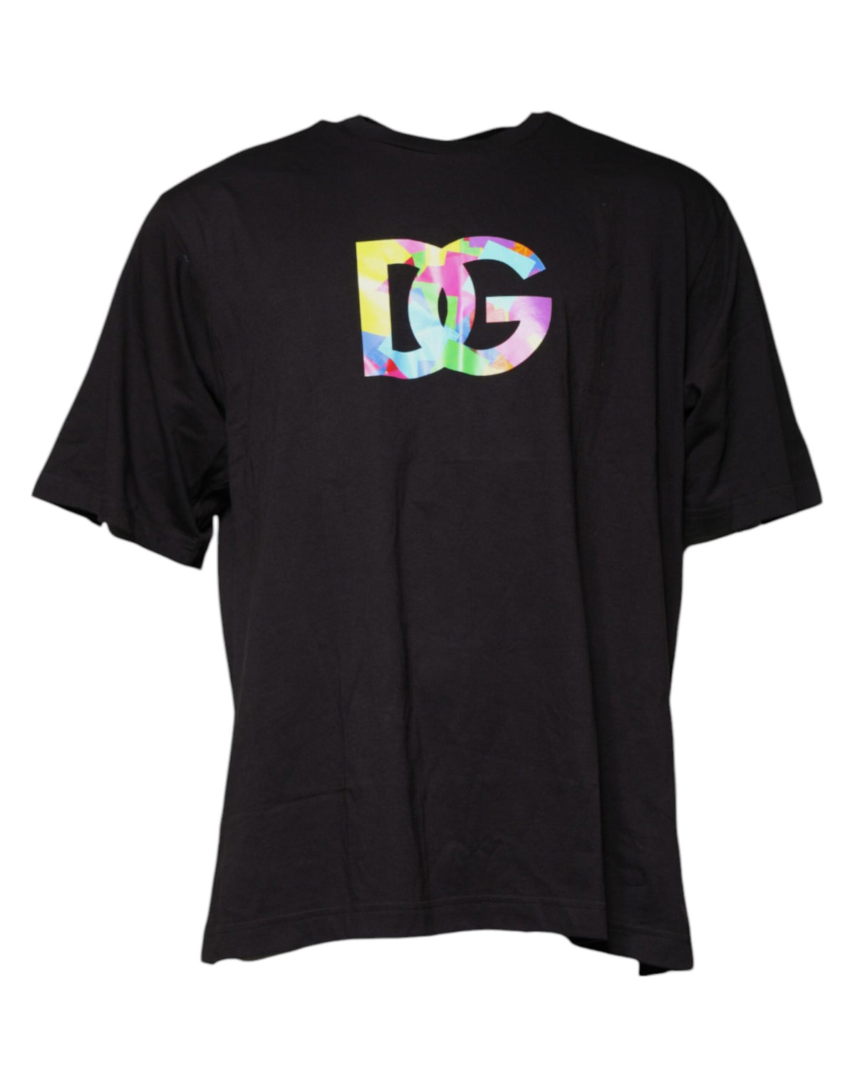 T-shirt en coton à col rond noir avec imprimé du logo Dolce &amp; Gabbana