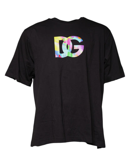 Dolce &amp; Gabbana T-shirt met ronde hals van katoen, zwart, met logo-print.