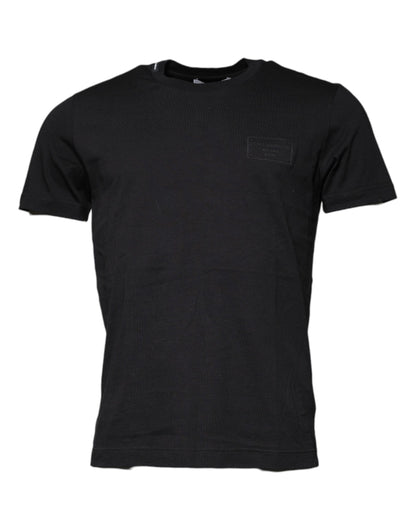 T-shirt noir en coton à manches courtes et col rond de Dolce &amp; Gabbana