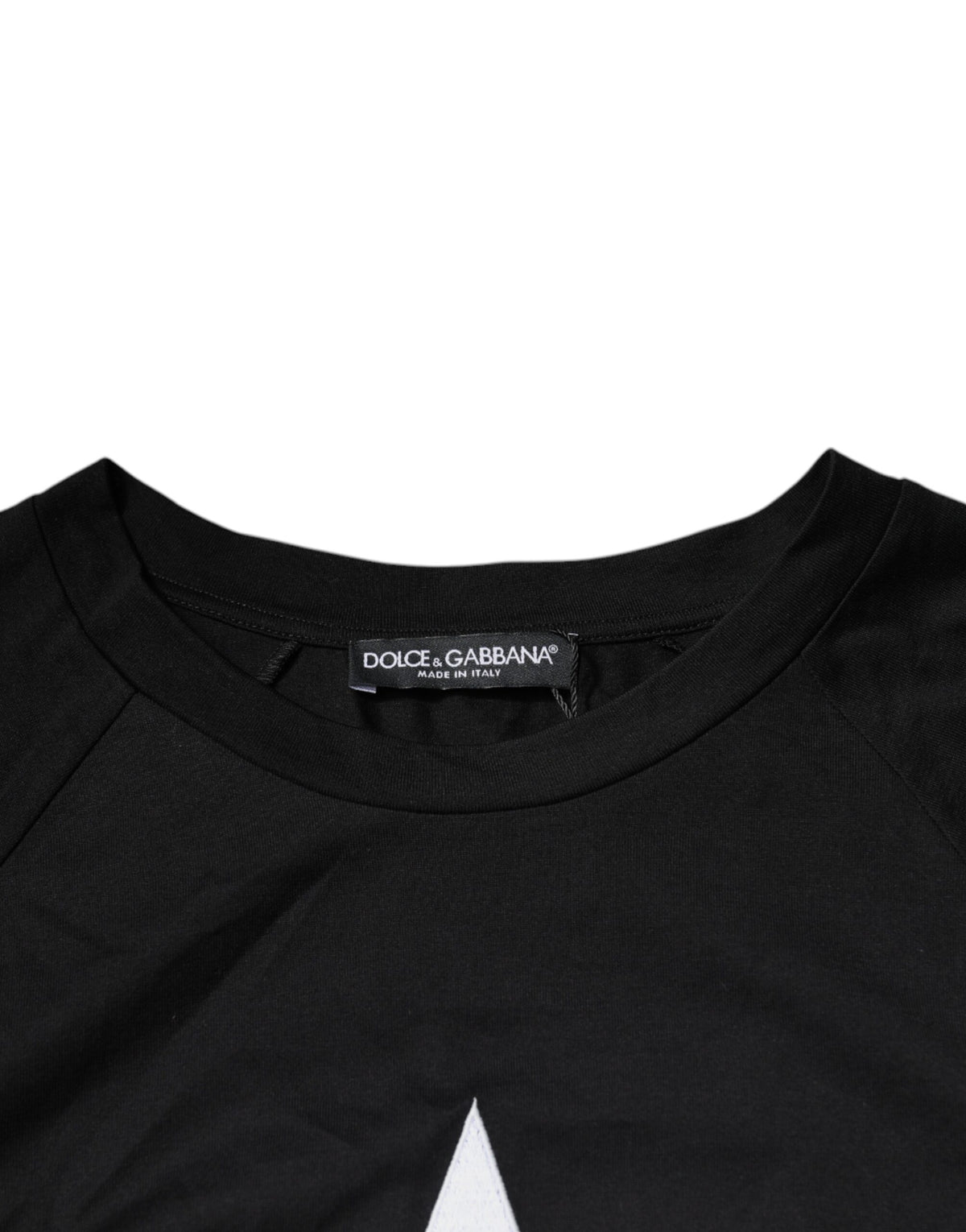 T-shirt en coton à col rond noir avec imprimé du logo Dolce &amp; Gabbana