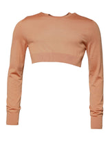 Pull court en laine beige à col rond de Dolce &amp; Gabbana