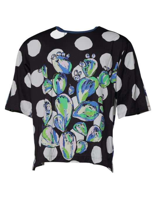 Dolce &amp; Gabbana wit-zwart bedrukt katoenen T-shirt met ronde hals