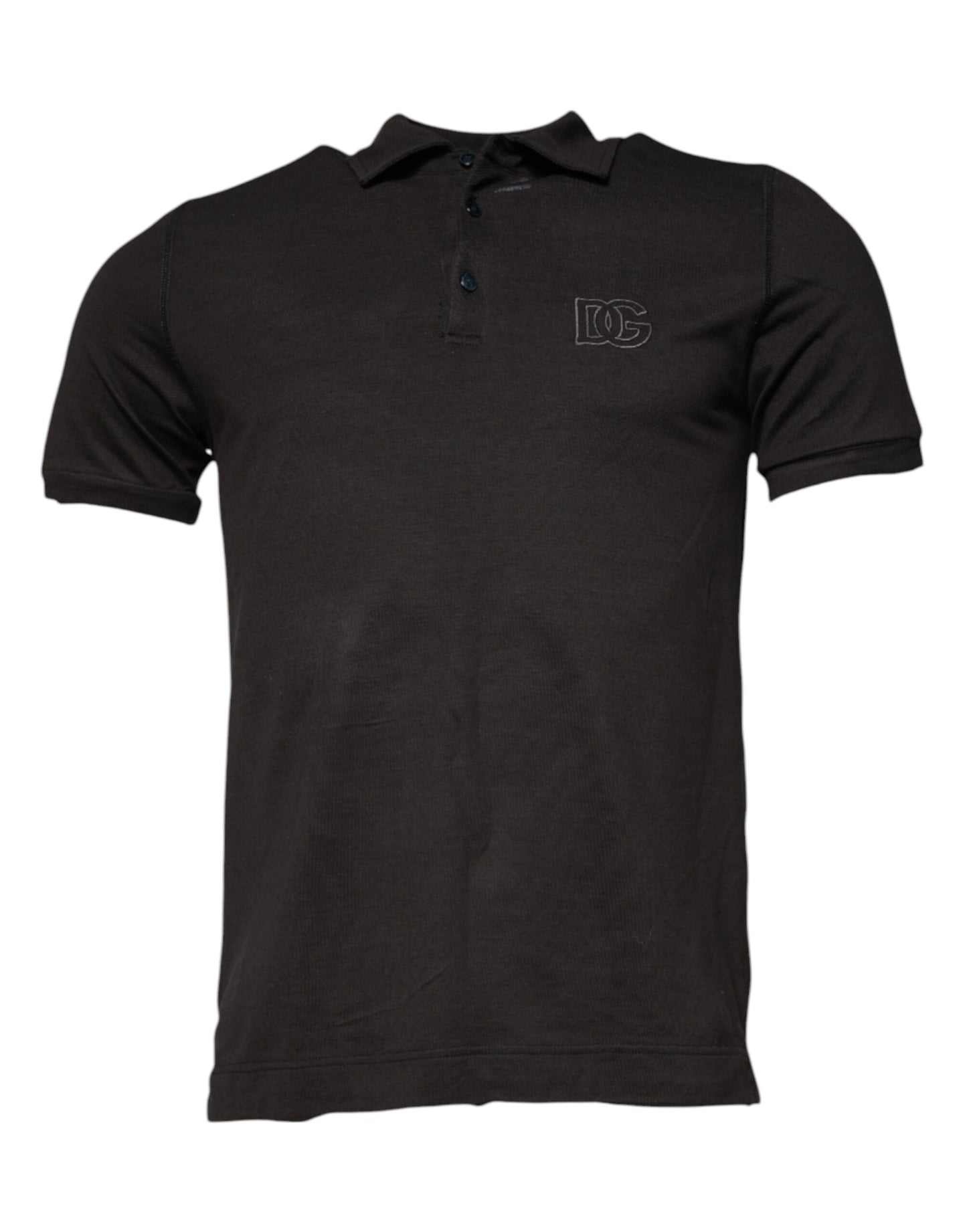 Polo à manches courtes à col et de couleur gris foncé de Dolce &amp; Gabbana