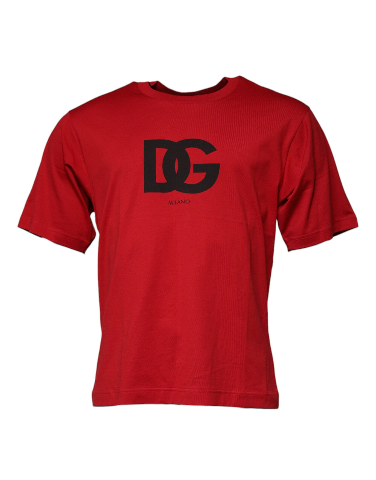 T-shirt en coton à col rond avec imprimé du logo rouge de Dolce &amp; Gabbana