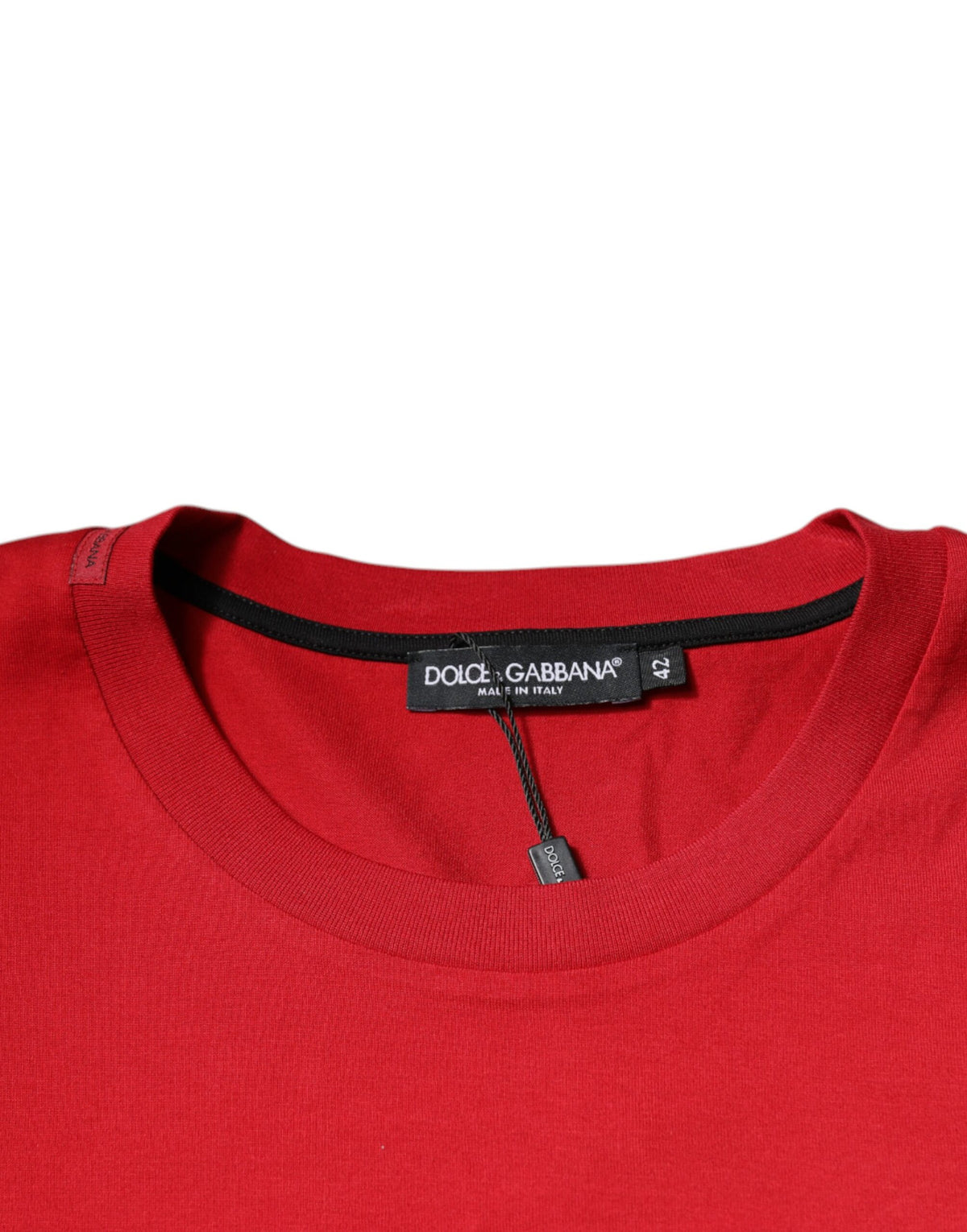 T-shirt en coton à col rond avec imprimé du logo rouge de Dolce &amp; Gabbana