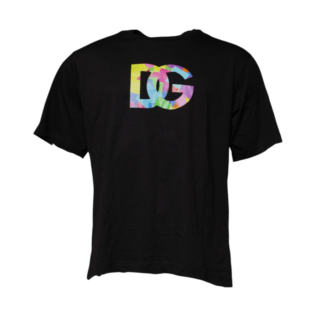 T-shirt en coton à col rond noir avec imprimé du logo Dolce &amp; Gabbana