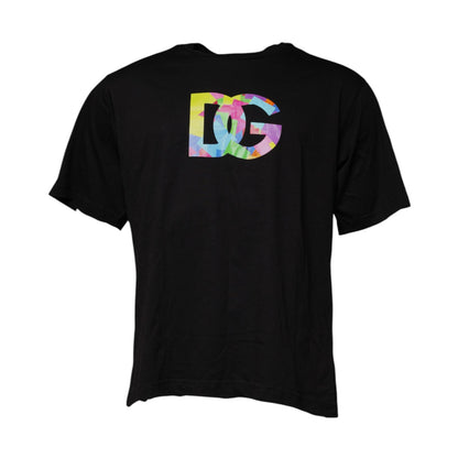 Dolce &amp; Gabbana T-shirt met ronde hals van katoen, zwart, met logo-print.
