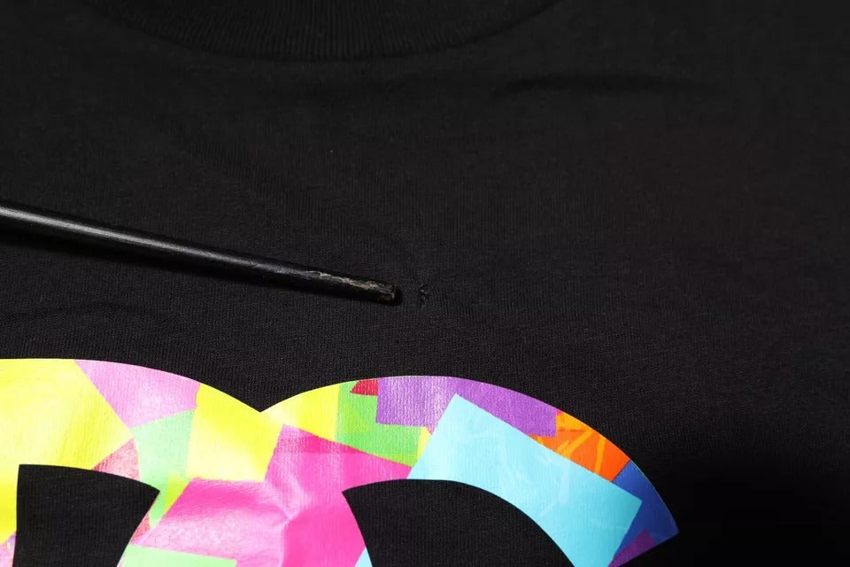 T-shirt en coton à col rond noir avec imprimé du logo Dolce &amp; Gabbana