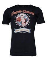 T-shirt à manches courtes en coton bleu avec imprimé ange de Dolce &amp; Gabbana