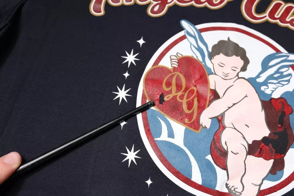 T-shirt à manches courtes en coton bleu avec imprimé ange de Dolce &amp; Gabbana