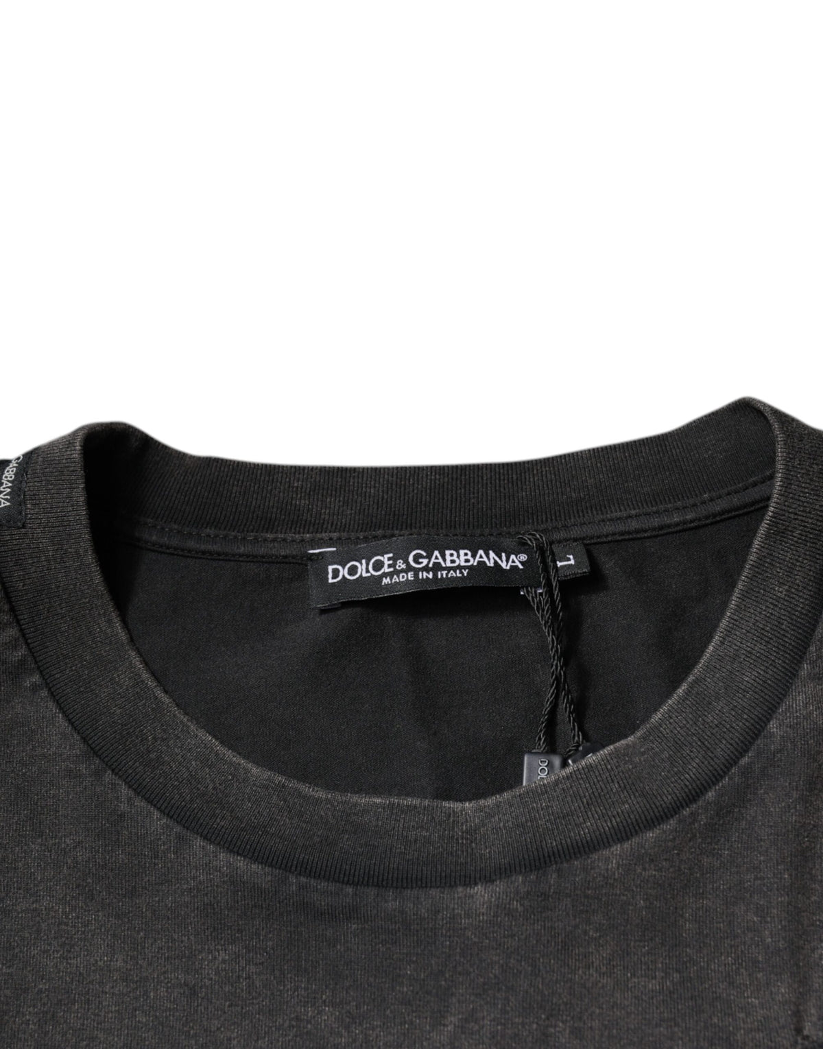 T-shirt à col rond en coton avec imprimé léopard gris de Dolce &amp; Gabbana