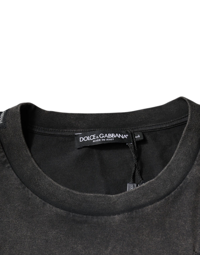 Dolce &amp; Gabbana T-shirt met ronde hals van katoen in grijs met luipaardprint