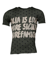 T-shirt à col rond en coton gris Sicilia de Dolce &amp; Gabbana