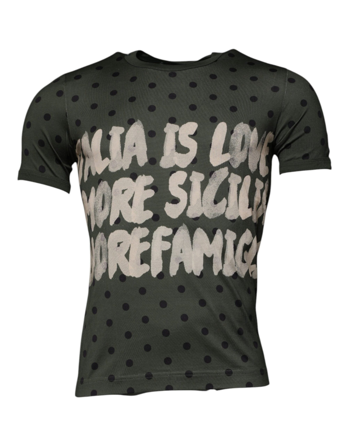 T-shirt à col rond en coton gris Sicilia de Dolce &amp; Gabbana