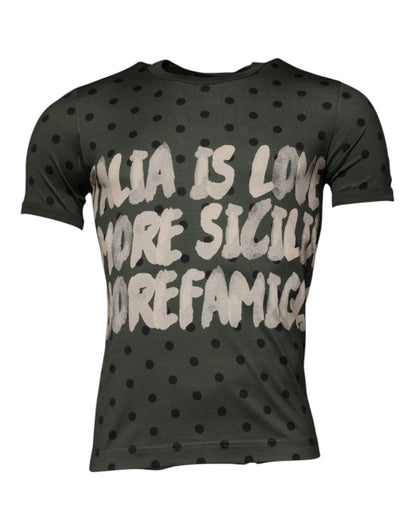 T-shirt à col rond en coton gris Sicilia de Dolce &amp; Gabbana