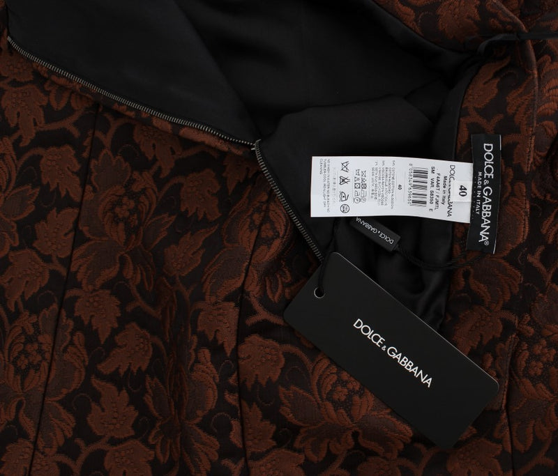 Jupe mini trapèze en brocart floral marron de Dolce &amp; Gabbana