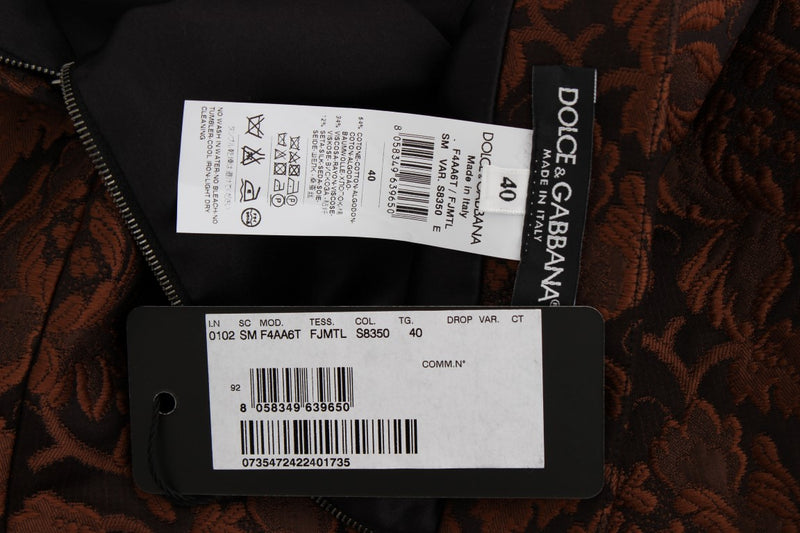 Jupe mini trapèze en brocart floral marron de Dolce &amp; Gabbana