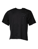 T-shirt en coton à col rond noir avec imprimé du logo DG de Dolce &amp; Gabbana