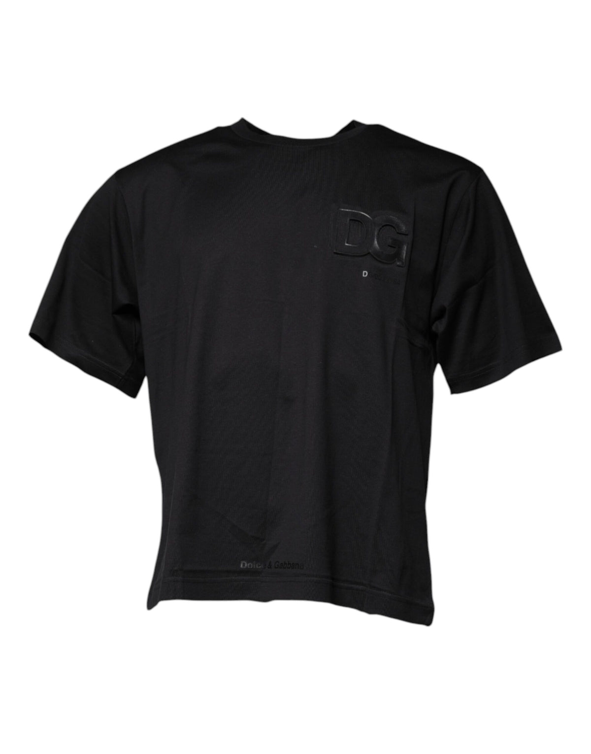 T-shirt en coton à col rond noir avec imprimé du logo DG de Dolce &amp; Gabbana