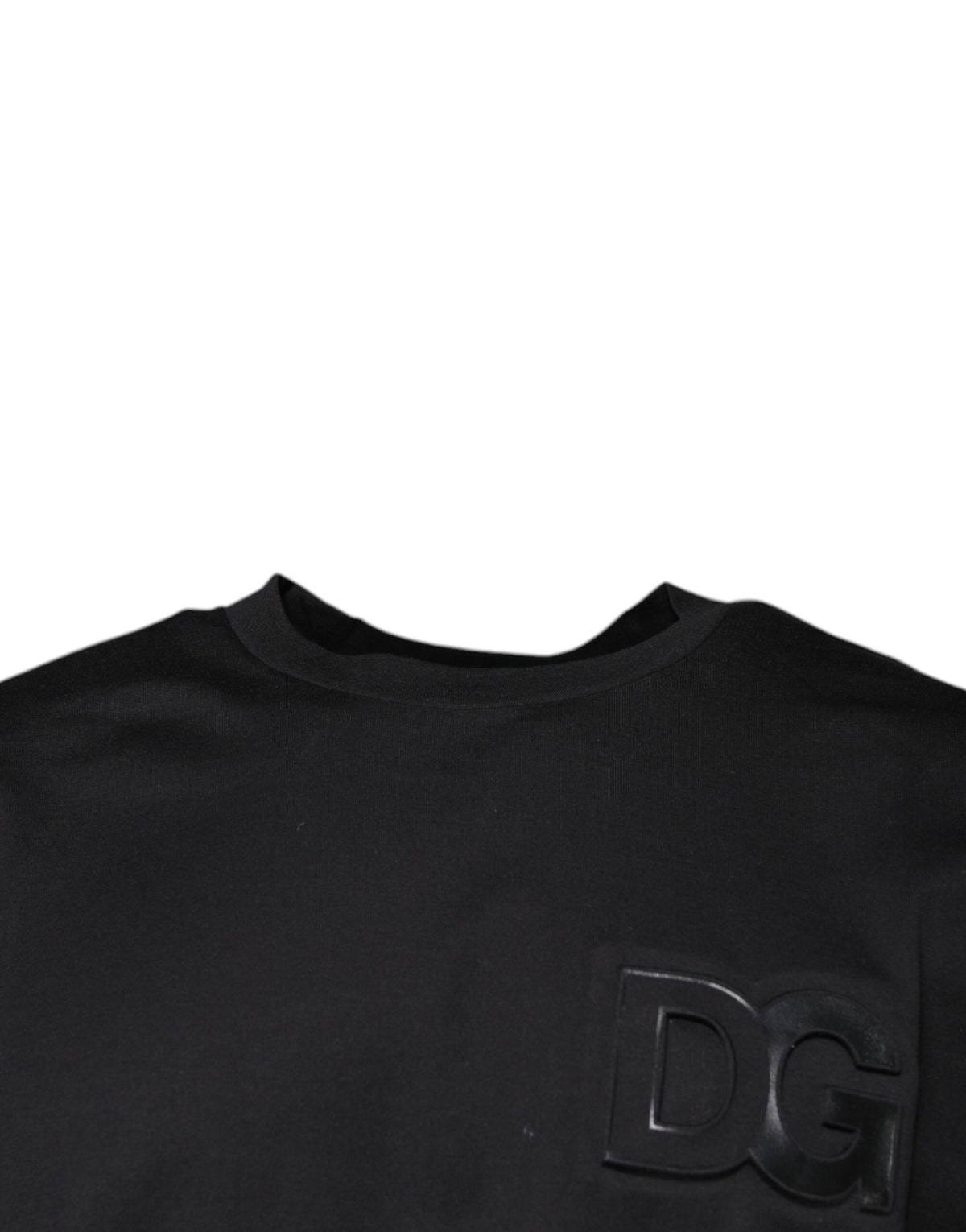 T-shirt en coton à col rond noir avec imprimé du logo DG de Dolce &amp; Gabbana