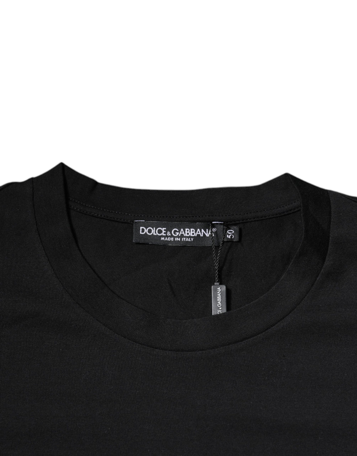 T-shirt en coton à col rond noir avec imprimé du logo DG de Dolce &amp; Gabbana