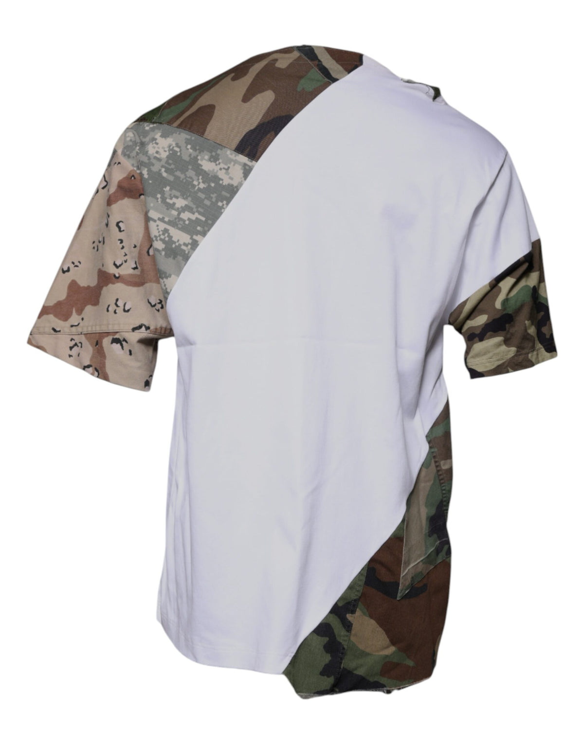T-shirt en coton blanc à col rond avec motif camouflage de Dolce &amp; Gabbana