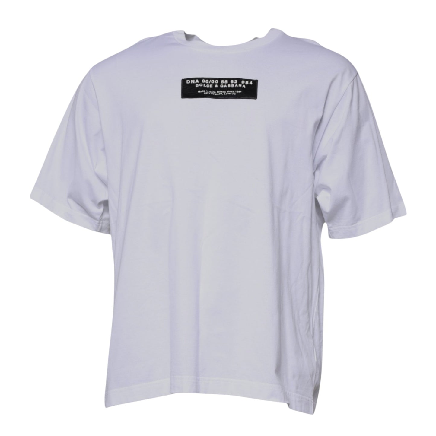 T-shirt en coton à col rond avec imprimé du logo blanc de Dolce &amp; Gabbana