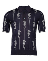 Polo à col montant Dolce &amp; Gabbana bleu marine avec motif Hippocampe